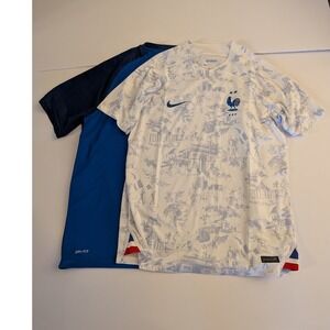 Nike France 2016 Lot of 2 Men's XL White Tye Dye FFF Soccer Jerseys Summer